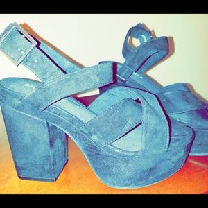 Black Suede Chunky heels